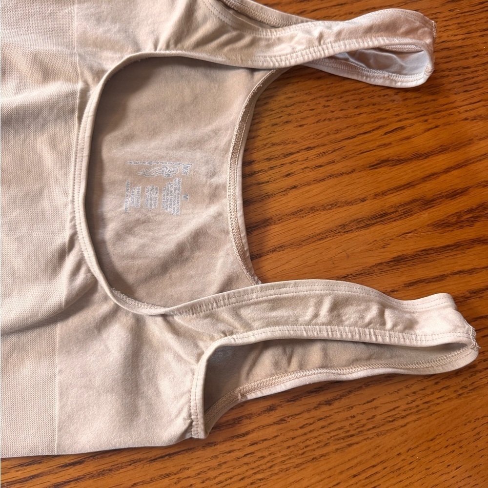 Shear Body-Shaping Open Bust Mid-Thigh Bodysuit – Beige, Size Medium - Picture 4 of 6